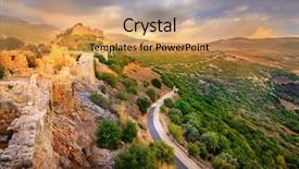  Presentation with castle - Amazing PPT theme having castle nimrod in israel backdrop and a yellow colored foreground