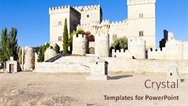  Presentation with spain - Amazing theme having castle-of-ampudia-castile backdrop and a lemonade colored foreground