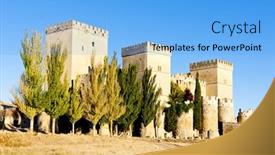  Presentation with spain - Presentation theme enhanced with castle-of-ampudia-castile background and a light blue colored foreground