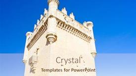  Presentation with castle - Presentation theme featuring castle-of-belmonte-de-campos background and a cream colored foreground