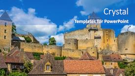  Presentation with castle - Slide deck consisting of castle-of-castelnaud-la-chapelle background and a teal colored foreground