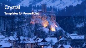  Presentation with medieval - PPT theme having castle of dracula transylvania romania background and a teal colored foreground