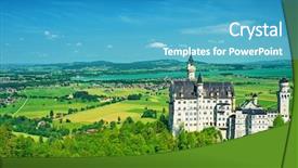  Presentation with bavaria - Beautiful slides featuring castle of neuschwanstein in bavaria germany backdrop and a teal colored foreground
