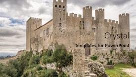  Presentation with village - PPT layouts having castle-of-obidos-a-medieval background and a coral colored foreground