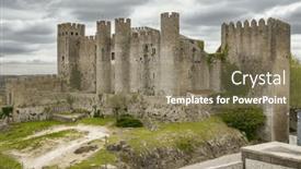  Presentation with medieval - Presentation theme having castle-of-obidos-a-medieval background and a violet colored foreground