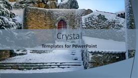  Presentation with snow - Amazing presentation theme having castle-of-penedono-with-snow backdrop and a seafoam green colored foreground