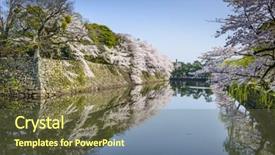  Presentation with japan castle - Amazing presentation theme having castle outter moat during the spring season in hikone japan backdrop and a tawny brown colored foreground