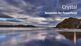  Presentation with scenery environment sunrise beam - Presentation theme with castle-point-beach-and-lighthouse background and a ocean colored foreground