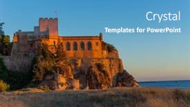  Presentation with castle - PPT layouts with castle-sao-joao-do-arade background and a teal colored foreground
