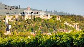  Presentation with italy - PPT theme consisting of castle-soave-in-veneto-italy background and a light blue colored foreground