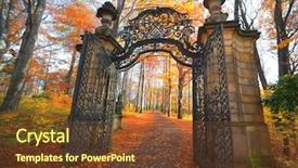  Presentation with castle wall - Slides consisting of castle wall - gate to the old park background and a tawny brown colored foreground