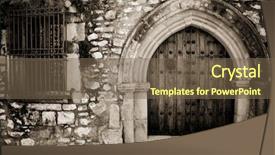  Presentation with rustic herbs on wood - PPT layouts consisting of castle wall - rustic house facade wooden door background and a violet colored foreground