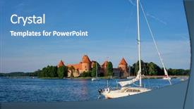  Presentation with romania history hunyad castle - Slide set enhanced with castles - yacht boats and trakai island background and a teal colored foreground