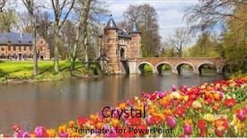  Presentation with gardens - PPT theme featuring castles of belgium -groot-bijgaarden background and a red colored foreground