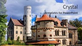  Presentation with gothic architecture castles - Beautiful PPT layouts featuring castles of europe - impressive lichtenstein backdrop and a light blue colored foreground