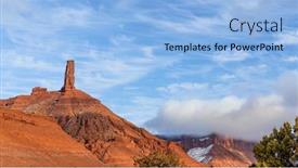  Presentation with rock climbing - Colorful PPT theme enhanced with castleton-tower-iconic-rock-formation backdrop and a light blue colored foreground