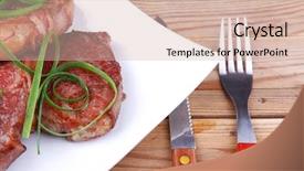  Presentation with meat beef - Colorful PPT theme enhanced with castor oil - grilled meat beef steaks strips backdrop and a  colored foreground