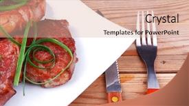  Presentation with beef meat soup stew - Amazing presentation design having castor oil - grilled meat beef steaks strips backdrop and a  colored foreground