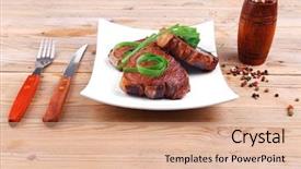  Presentation with beef meat soup stew - PPT theme with high tech - handsome man wearing future technology background and a dark gray colored foreground