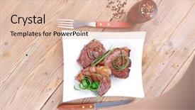  Presentation with meat beef - PPT layouts having castor oil - grilled meat beef steaks strips background and a  colored foreground