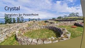  Presentation with village - Presentation design enhanced with castro village fortified celtic background and a light blue colored foreground