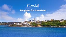  Presentation with skyline - Cool new PPT theme with castropol-village-skyline-in-asturias backdrop and a teal colored foreground