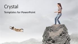  Presentation with lead - Theme with young woman in casual and cat on lead background and a white colored foreground