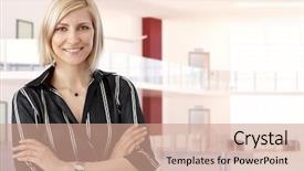  Presentation with doctor office call center - Audience pleasing slide set consisting of casual blonde mid adult busines backdrop and a coral colored foreground