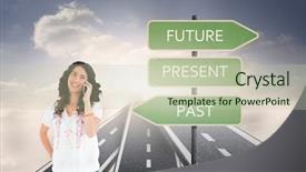  Presentation with image recognition for - PPT theme with casual brunette having phone call background and a  colored foreground