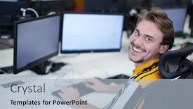  Presentation with business casual - Presentation consisting of casual-business-man-working background and a light blue colored foreground