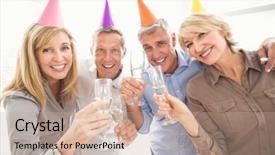  Presentation with business casual - Presentation theme featuring casual business people making birthday background and a coral colored foreground