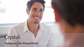  Presentation with talking heads - Slide set with casual business people talking background and a light gray colored foreground