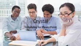  Presentation with business casual - Amazing presentation theme having casual business team having a meeting in creative office backdrop and a light blue colored foreground