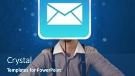  Presentation with mail - Slides having casual businessman holding square sign with unread mail icon background and a ocean colored foreground