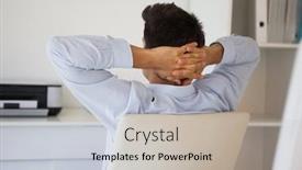  Presentation with office chair - Audience pleasing presentation consisting of casual businessman relaxing in swivel chair in his office backdrop and a mint green colored foreground