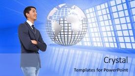  Presentation with image recognition for - PPT theme consisting of casual businessman with arms cross background and a light blue colored foreground
