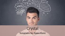  Presentation with head - Audience pleasing PPT theme consisting of casual businessman with drawn speech backdrop and a lemonade colored foreground