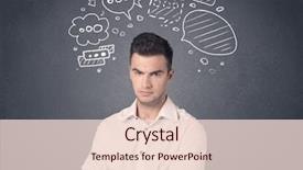  Presentation with head - Presentation theme enhanced with casual businessman with drawn speech background and a lemonade colored foreground