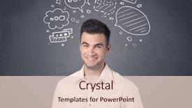  Presentation with speech delay - Slide set featuring casual businessman with drawn speech background and a lemonade colored foreground