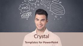  Presentation with higher education speech language - Colorful presentation theme enhanced with casual businessman with drawn speech backdrop and a  colored foreground