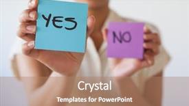  Presentation with yes - PPT layouts enhanced with casual businesswoman showing yes card background and a coral colored foreground