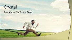  Presentation with running - Audience pleasing PPT theme consisting of casual clothes is running violent backdrop and a sky blue colored foreground