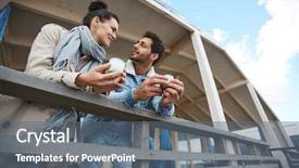  Presentation with cheerful - Presentation with casual clothing leaning on railing background and a gray colored foreground