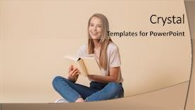  Presentation with beige book - Audience pleasing presentation consisting of casual clothing sitting on floor backdrop and a lemonade colored foreground