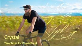  Presentation with triathlon professional cyclist man cycling - Presentation having casual clothing with fabulous nature background and a  colored foreground