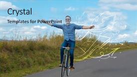  Presentation with triathlon professional cyclist man cycling - Amazing slides having casual clothing with fabulous nature backdrop and a  colored foreground