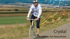  Presentation with cyclist - PPT layouts having casual clothing with fabulous nature background and a coral colored foreground