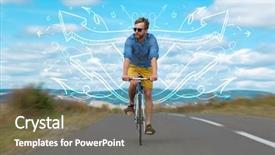  Presentation with cyclist - Slide set featuring casual clothing with fabulous nature background and a tawny brown colored foreground