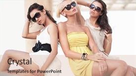  Presentation with tint sunglasses - Slide deck featuring casual dress - three friends wearing sunglasses background and a lemonade colored foreground