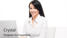  Presentation with working - Beautiful PPT layouts featuring casual dress - young and attractive business woman backdrop and a light gray colored foreground